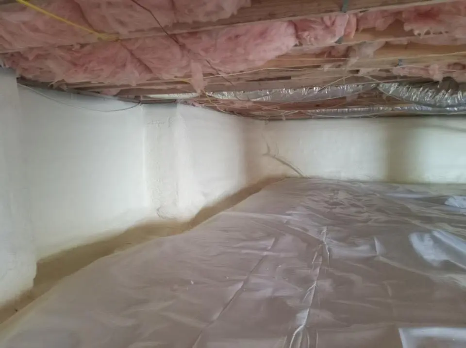Crawl space encapsulation with closed-cell spray foam for Spray Foam Roofing Repair in Essex